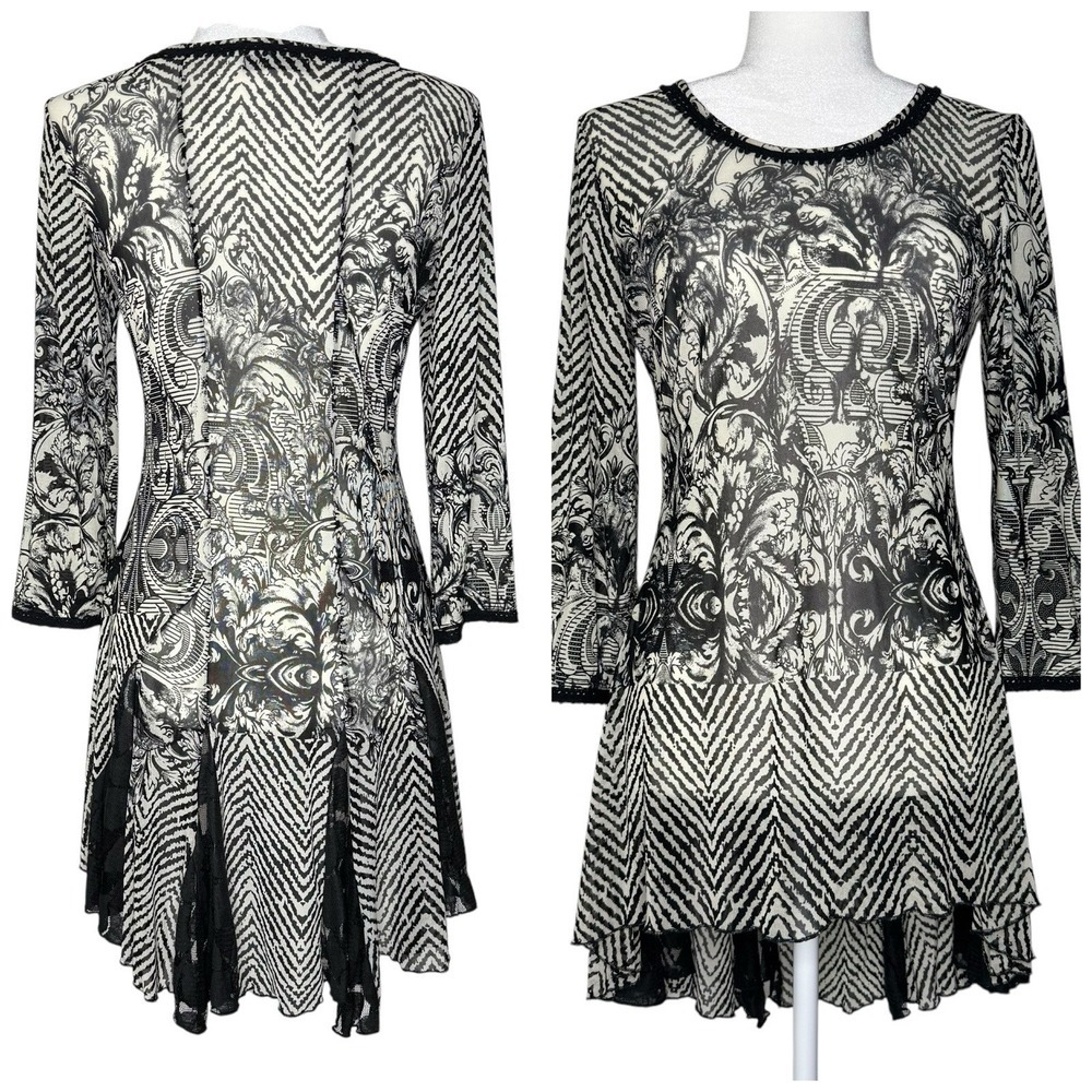 Mechant Y2K Vintage Tunic Top S/M Fairy Whimsigoth Sheer Asymmetrical Lace Shirt